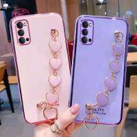 【Great. Cell phone case】หัวใจรักน่ารักสายรัดข้อมือสำหรับ Samsung Galaxy A32 A02 A20S A50 A20 A21 A21S A31 A71 A52 A72 A51ชุบกันชน