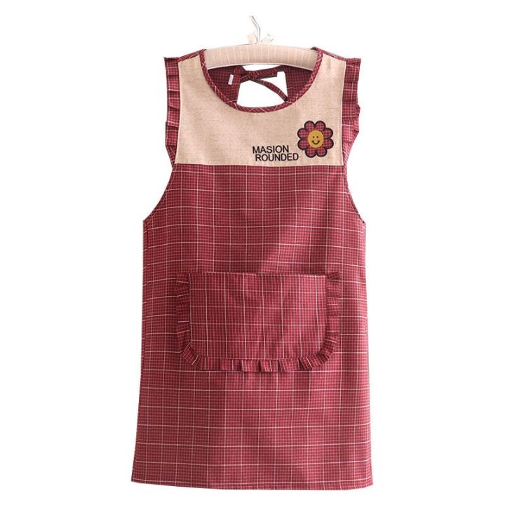 pure-cotton-korean-home-cooking-apron-womens-waistcoat-coverall-sleeveless-kitchen-oil-proof-work-clothes-wear-resistant-new