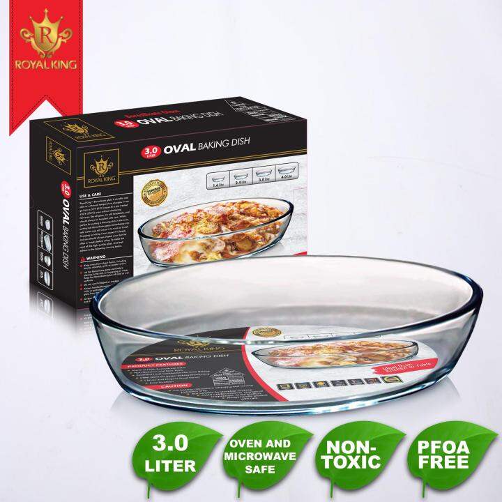 ROYAL KING 3.0 Liter Oval Baking Dish Large Size Oven Safe Microwave