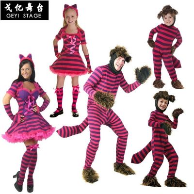 Hot Alice In Wonderland Costume Cheshire Cat Cosplay Fancy Dress Halloween Costumes For Adult kids party Alice Costume Cosplay