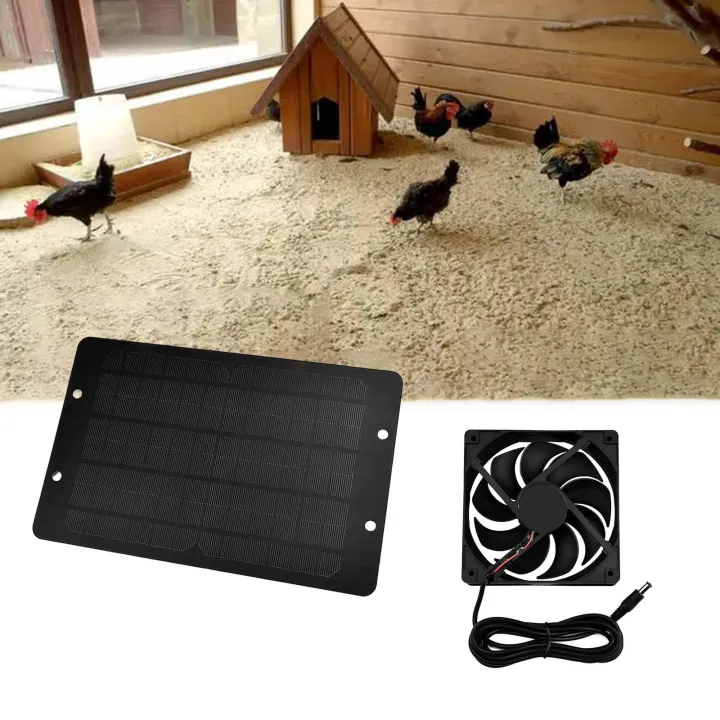 Moon Crystale Solar Powered Panel Fan for Chicken Coops Shed Roofs Dog