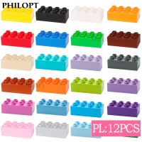 12PCS Big Size Building Blocks 2×4 Dots Compatible DIY Large Thick Bricks Educational Creative Baby Toys For Boys For Girls