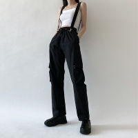 HOUZHOU Mall Goth Black Cargo Pants Women Streetwear Gothic High Waist Loose Trousers Korean Fashion Sweatpants Overalls 2021