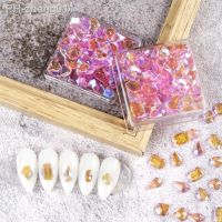 100Pcs/Lot Aurora Crystal Nail Rhinestones AB Flatback Nail Jewelry Charms Mix Shaped Diamond Glass Stones Nail Art Decorations