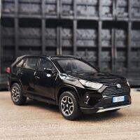 RAV4 Toyota SUV 2023หุ่นอัลลอยรถของเล่นหล่อโลหะรถของเล่นรถลากเสียงและเบาสำหรับเด็กยานพาหนะ