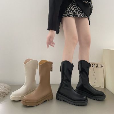 [พร้อมส่งจากไทย] V-mouth Martin boots รองเท้าบูทหนัง ซิปหลัง