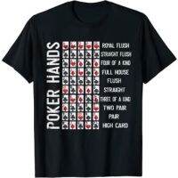 Adult Poker Hands Cheat Sheet Card Casino Games Funny Player Gift T-Shirt Fashion Clothing Tops