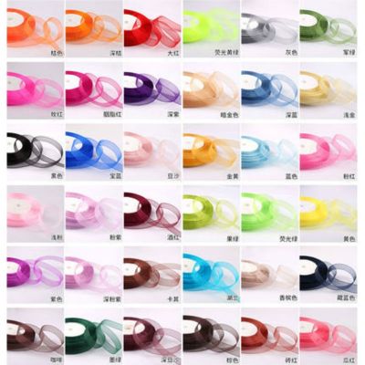 50yards/roll 12/15/20/25/40/50mm Organza Ribbon Wholesale gift wrapping decoration Christmas silk ribbons lace fabric DIY Crafts Gift Wrapping  Bags