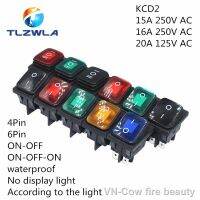 1pcs KCD2 2 ON-OFF ON-OFF-0N 4/6 pin heavy duty Sealed Waterproof Auto Boat Marine Rocker Switch with LED 15A 16A 20A 250V