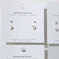 Winterwinter Jewelry Silver925 : เครื่องประดับเงินแท้ เงินแท้925 ต่างหูเซต ต่างหูหัวใจ+ต่างหูจิ๋ว เล็กน่ารัก สไตล์เกาหลี