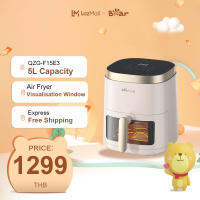 หม้อทอด Air Fryer ดิจิตอล5L หมีค่าที่ตั้งไว้ทำอาหารปรับแต่งได้7นิ้วหน้าต่างมองง่าย6.3นิ้วช่วยให้อาหารของคุณเสริมพื้นผิวกรอบเครื่องล้างจาน Nonstick ตะกร้านิรภัยและถาด QZG-F15E3สีขาว