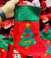 ถุงของขวัญแฟนซีเท้าซาต้าคละสีคละลายคละแบบถุงประดับต้นคริสต์มาส