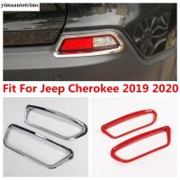 กระโปรงท้ายรถตัดหมอกหลังโคมไฟหมอกฝาครอบตกแต่งกรอบสำหรับ Jeep Cherokee 2019 2020 ABS อุปกรณ์เสริมภายนอกชุดประกอบไฟหน้า