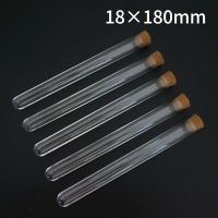 20pcs 50pcs 100pcs 18x180mm Transparent Plastic Round Bottom Test Tube With Cork Stopper For Candy Beans Drink Storages