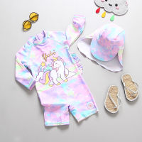 Swimsuit Girl UV Protection Tie Dye Unicorn Children Swimming Suit Girls Swimwear Child Bathing Clothes Baby Pool Beach Wear