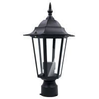 Post Pole Light Outdoor Garden Patio Driveway Yard Lantern Lamp Black Top