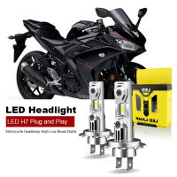 2PCS รถจักรยานยนต์ H7 LED ไฟหน้าหลอดไฟสำหรับ Yamaha Yzf R1 R3 2007-2018ต่ำสูง BEAM 6000K Plug And Play 12V H7 60W