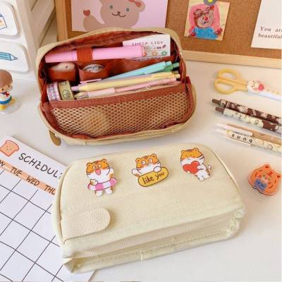 Simple Makeup Bag Cartoon Cute Student Girl Stationery Box Multifunctional Large Capacity Pencil case