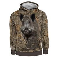 Camo Boar Hunting Long Sleeve Hooded Shirts 3d Printing Hoodie Sweatshirt Man Women Jungle Hunting Wild Boar Tops