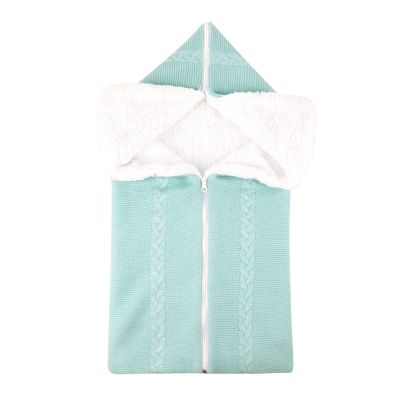New Baby Knitted Sleeping Bag Plus Velvet Newborn Outdoor Stroller Cover Blanket Envelope Thicken Zipper Anti-kick Sleepsacks