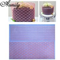 Aomily 2 In 1 Mesh Circle Hollow Shape Lace Silicone Mold Wedding Cake Flower Border Decoration Fondant Cake Surround Baking Mat Bread Cake  Cookie Ac