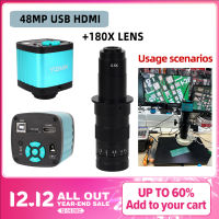 Full HD 13MP 21MP 38MP 48MP กล้องจุลทรรศน์วิดีโออุตสาหกรรมกล้อง HDMI-เข้ากันได้ USB 180X เลนส์ Simul โฟกัสสำหรับบัดกรีชิปซ่อมโทรศัพท์