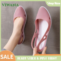 VIWANA Flat Sandals Jelly Shoes Korean Soft Sole Clogs Beach Ladies Outdoor