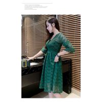 [READY STOCK] Green Lace Woman Loose Maternity Dress Baju Mengandung YD036