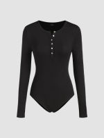 Cider Round Neckline Button Bodysuit