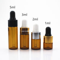 10ชิ้นแพ็ค1Ml 2Ml 3Ml 5Ml Amber Glass Dropper Bottle Empty Essential Oils Bottles Dropper Refillable Clear Glass Vials