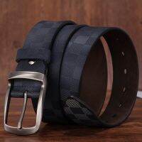 New Trend Grid Pin Buckle Male Belt Leather Male Belt Cowhind Fashion Business Fashion Western Trousers Belt