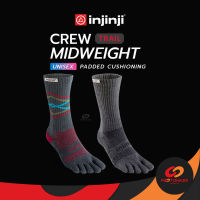 INJINJI CREW TRAIL (UNISEX) ถุงเท้า 5 นิ้ว ถุงเท้าวิ่งเทรล ถุงเท้าวิ่งกันการเสียดสีของนิ้วเท้า แบบหนากลาง ถุงเท้าความยาวครึ่งแข้ง