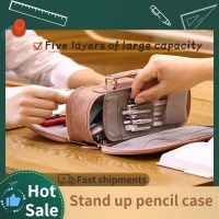 {KUT Department Store} กล่องเครื่องเขียนของโรงเรียน Multi Layer Multi Functional Student Canvas Large Capacity Portable Stationery Storage Bag อุปกรณ์การเรียน