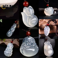 Ice Kind Chalcedony จี้ Guanyin พระพุทธรูป Pixiu Fu Bean จี้หยกธรรมชาติสร้อยคอ Amulet ผู้ชายและผู้หญิงของขวัญ