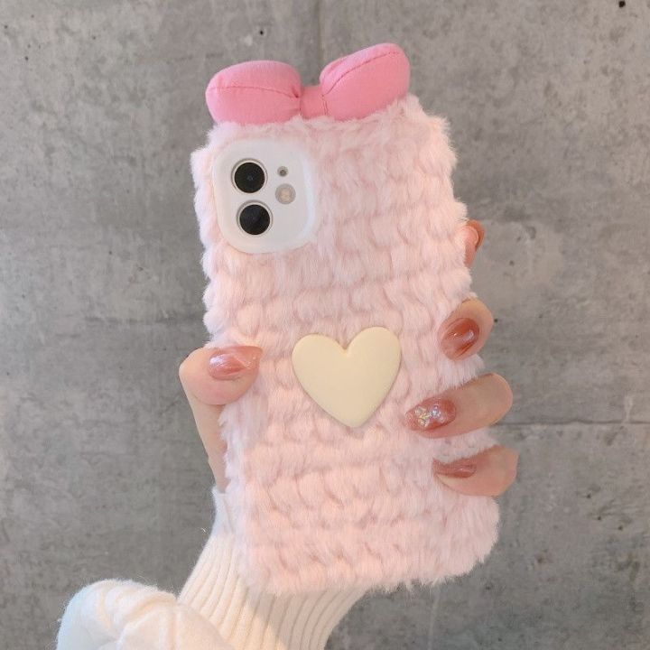 ins-แฟน-ๆ-รัก-iphone-case-14promax-pink-plush-phone-case-13pro-3d-bowknot-phone-case-12pro-white-love-phone-case-11-เคส-iphone-น่ารักน่ารัก-14