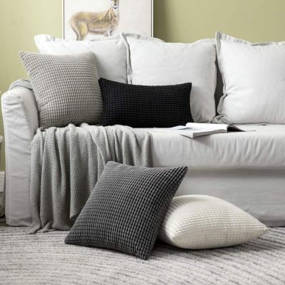 Corn Striped Throw Pillow Covers Decorative Soft Corduroy Cushion Cover Plain Nordic Pillow Case for Sofa Bed Home Spring Decor