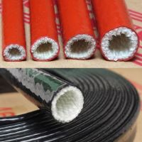 20cm Φ4mm-Φ130mm Fireproof High Temperature Resistant Sleeve Silicone Fiberglass Tube Fire Retardant Casing Pipe Black Red Wires Leads Adapters