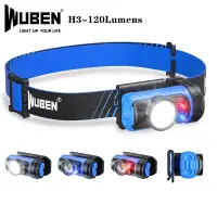 ไฟหน้า H3 WUBEN 120Lumens 7โหมดการทำงาน360 ° ไฟหน้าปรับได้