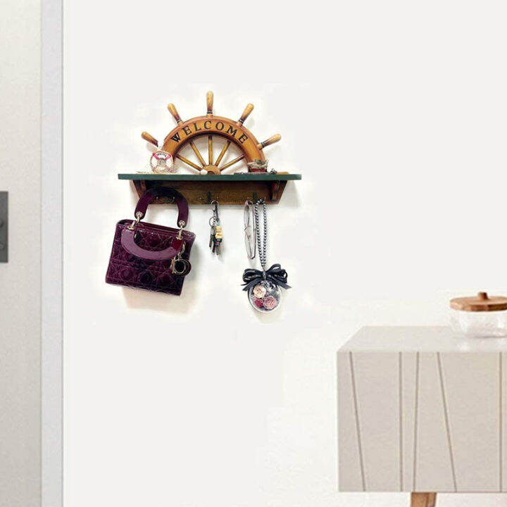 mediterranean-style-wall-mounted-key-hooks-wooden-rudder-style-entryway-key-holder-for-wall-organizer