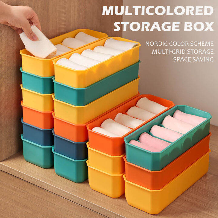 stackable-socks-and-underwear-storage-box-multi-function-plastic-5-compartments-underwear-boxes-drawer-organizers-free-shipping