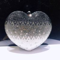 14x12CM Little Black Dress Heart-shaped Gradient Rhinestones Clutch Bag diamond-studded Evening Bag Clutch A7526