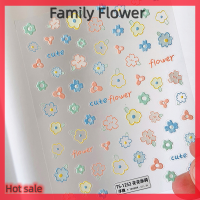 Family Flower Flash Sale สติ๊กเกอร์เล็บฤดูใบไม้ผลิ sunflowersdecals Floral fern 3D สติกเกอร์กาวด้วยตนเอง