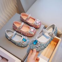 Girls Princess Shoes 2023 Spring New Water Diamond Baby Girl Single Shoe Aisha Crystal Shoes Soft Sole Performance Shoes