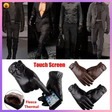 Fingerless Gloves Mens Frosted Genuine Leather Gloves Men