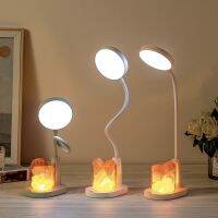 Modern Crystal Salt Stone Lamp RGB Dimmable Table Lamp Nightlight Rechargeable Negative Ion Aromatherapy Eye Protection