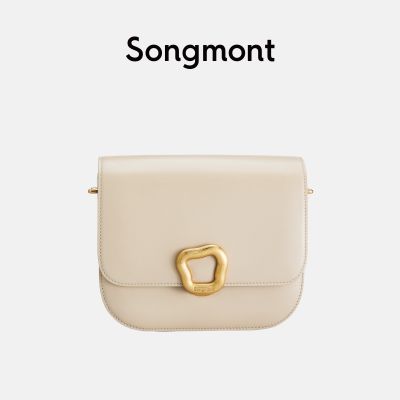 Songmont กระเป๋าผู้หญิงสะพายข้างสะพายไหล่หนังวัวด้านบนธัญพืชกระเป๋าทรงเต้าหู้รีเซ็ตขนาดกลาง