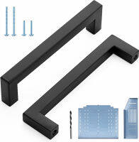 Ravinte Black Cabinet Pulls 30 Pack 5 Inch Square Kitchen Cabinet Handles Modern Hardware for Kitchen Cabinets Cupboard with Drill Mounting Template 30 Black