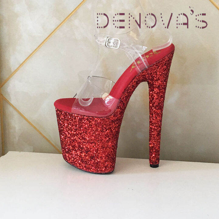 Denova's Women's Glitter Very High Heel Pole Dancing Plus Size Ankle