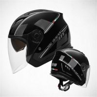 【LZ】┇♟♂  Capacete moto Dual Lens para homem meio capacete Vespa Village Riding