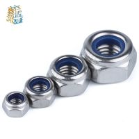 ┅▥ 2/5/25pcs M2 M2.5 M3 M4 M5 M6 M8 M10 M12 M16 304 Stainless Steel Black Hex Nylon Insert Lock Nut Self-locking Nylock Nut Locknut